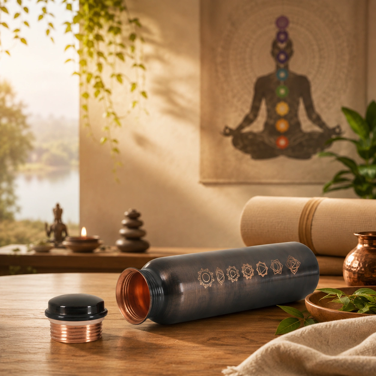 Aqua Antique Chakra Copper Water Bottle
