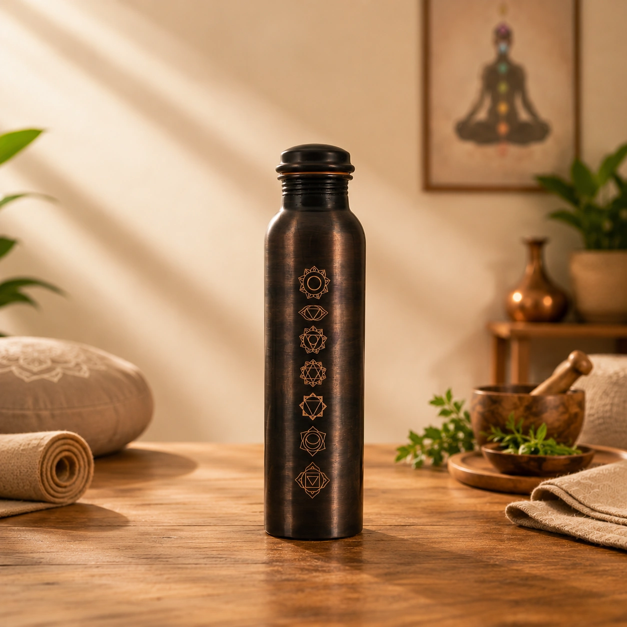 Aqua Antique Chakra Copper Water Bottle